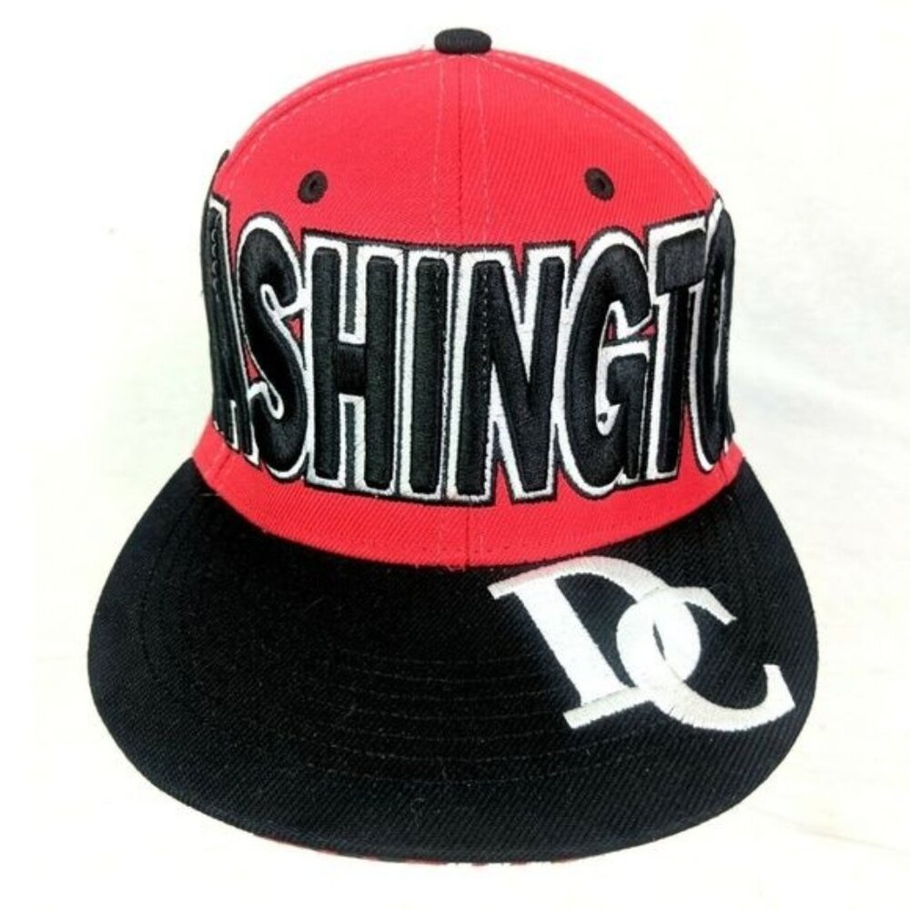 Washington DC Snapback Hat Cap Adult One Size Red Black Embroidered USA‎ Capital